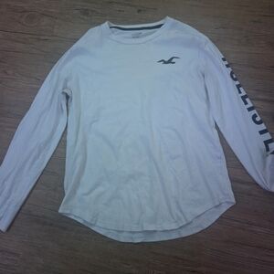 Hollister Men's Gray Long Sleeve Tee with Logo